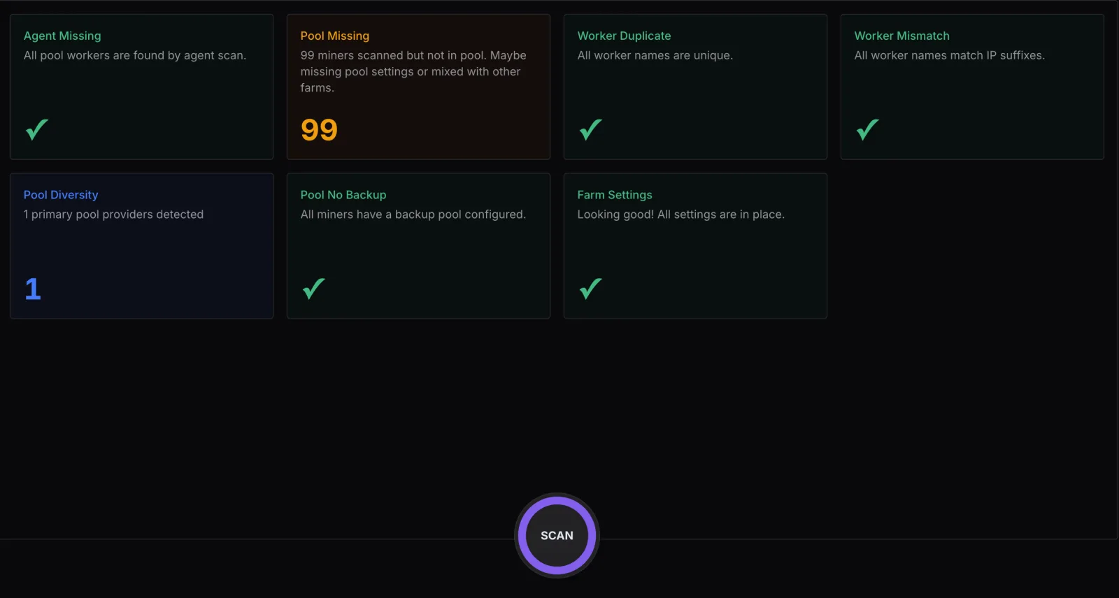 Nonce mining site management platform dashboard