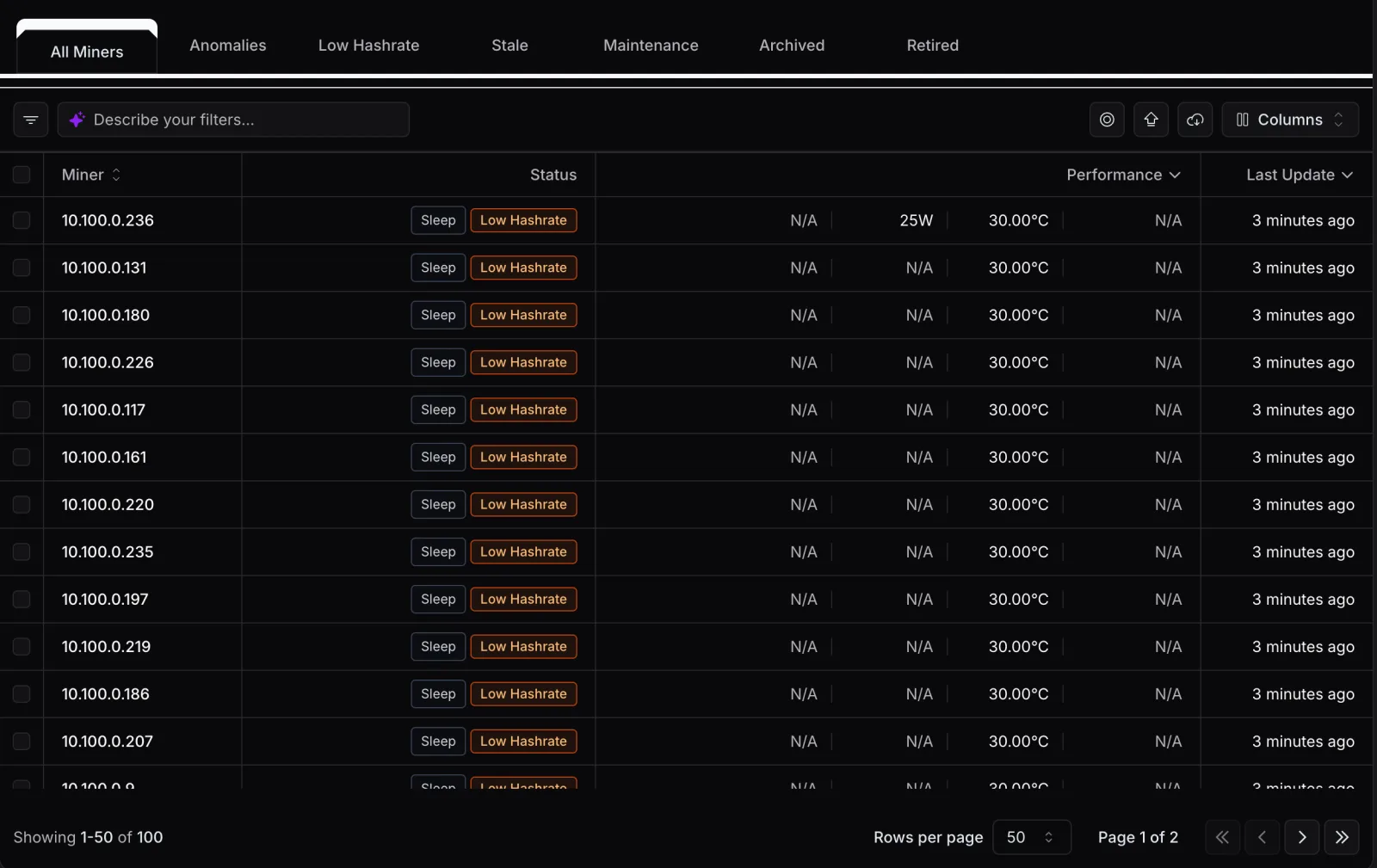Nonce Agent automatically scanning and discovering miners