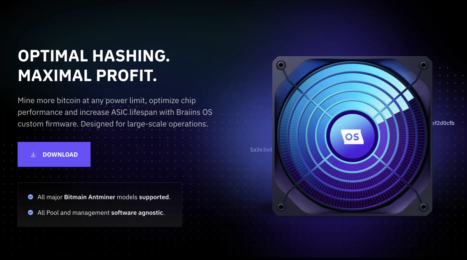 Braiins OS miner firmware interface screenshot